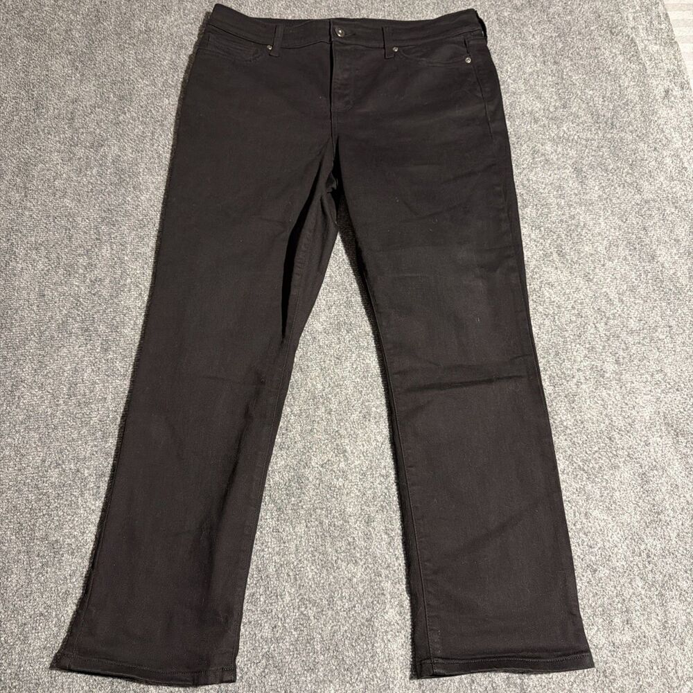 St John's Bay Jeans Womens Size 14 Short Black Straight Leg Stretch Casual